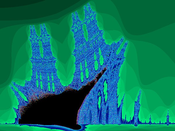 Burning Ship fractal rendered by fract-ol, in green